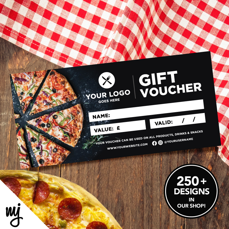 CUSTOM PRINTED BUSINESS GIFT VOUCHERS FAST FOOD RESTAURANT TAKEAWAY
