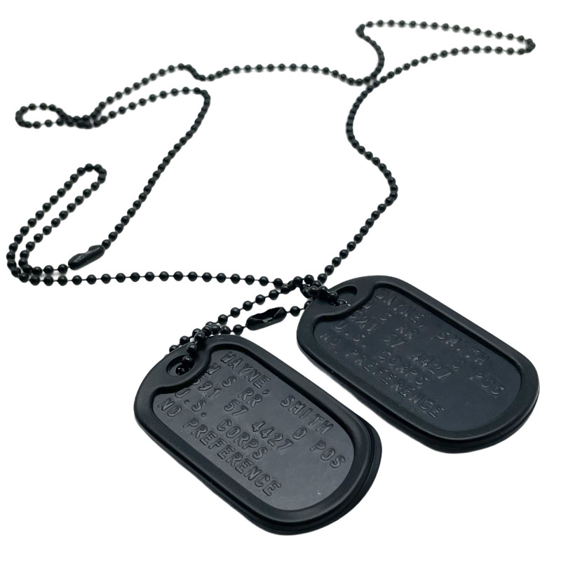 BLACK SPECIAL FORCES US MILITARY ARMY ID DOG TAGS SET by THEDOGTAGCO
